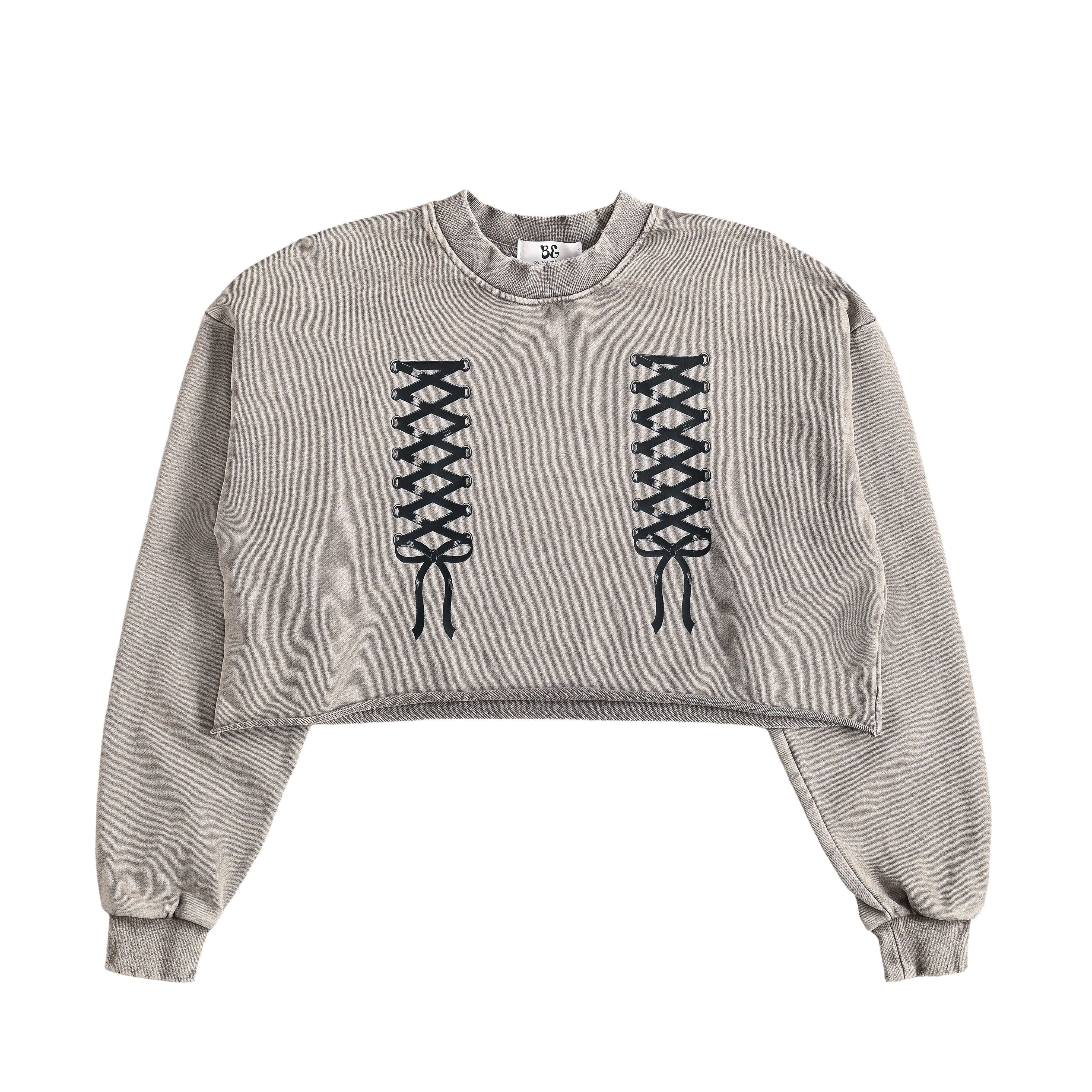 LACE UP SHORT TOPS gray image